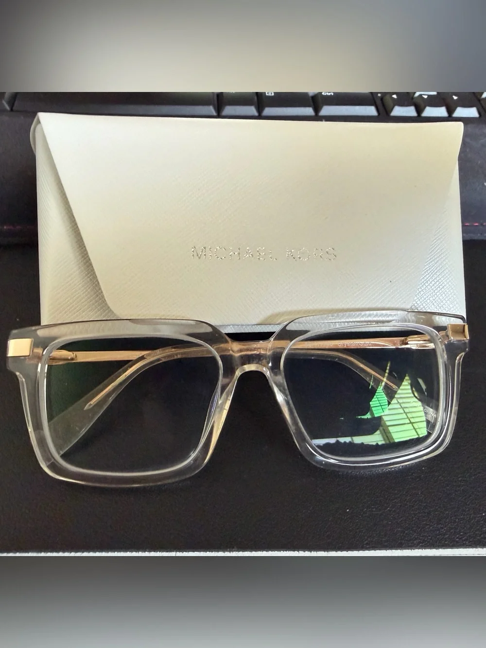 Michael Kors Women's Clear/Gold Square Frame Glasses